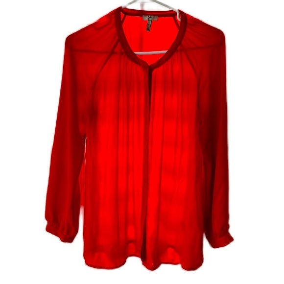 Josie buttons down blouse red silk size s - Picture 1 of 7